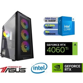 Resim Asus GAMİNG PC / 8 GB RTX-4060-Ti / 14.NESİL İ5-14400F / 16 GB DDR4 RAM / 1 TB M.2 SSD / WİN11 PRO 