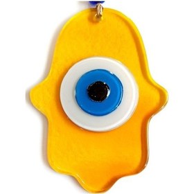 Resim Nazar Boncuklu Bal Rengi Fatma Ana Bereket Eli Cam Duvar Süsü 02-10mm 5yards 