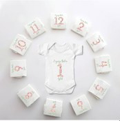 Resim Minito Baby İsme Özel 12'li Aylık Kız Bebek Body Hatıra Zıbın Seti-ZBNSET_113 Krem 