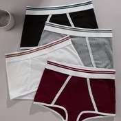 Resim 4'ü 1 Arada Kadın Viskoz Külot, Kontrast Bağcıklı Seksi Orta Boy Kumaş İç Çamaşırı, Düz Renk Rahat Nefes Alabilen Stil, Viskoz Elastan, 165Gsm 