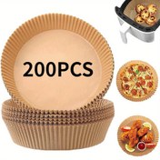 Resim 200 Adet Yapışmaz air fryer Astarları - Daha Sağlıklı Pişirme için Yuvarlak Kağıt Pişirme & Kavrulma Levhaları, Kolay Temizlik 