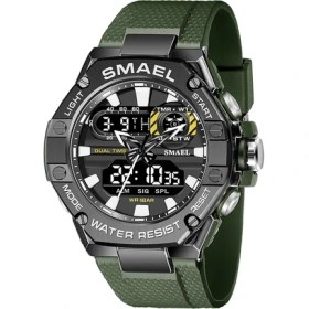 Resim Hanyang Armygreen Smael Spor Izle Adam Çift Zamanlı Saat Erkekler Için LED Işık Izle Alarm 8066 Moda Spor Saatler Askeri S Shiock Kol Saati (Yurt Dışından) 