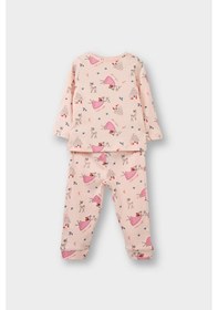 Resim Defacto Kız Bebek Pijama Takımı Yılbaşı Temalı Uzun Kollu Üst Uzun Alt F0642a525aupn127 Pembe-pn127 