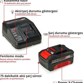 Resim Einhell CE-CB 18/254 Li, Akülü Polisaj Makinesi Seti ( 4,0 Ah Akü ve Şarj Cihazı , Polisaj Ped Seti Dahildir ) 