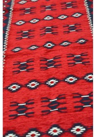 Resim Etnik Motifli Otantik Dekoratif Kilim Desenli Halı 80cmx200cm M1 Kırmızı 