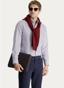 Resim Koyu Bordo Uzun Kol Slim Fit Dar Kesim Desenli Pamuk Gömlek Kigili