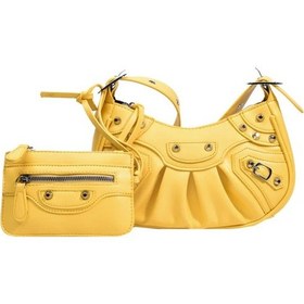 Resim Leezsing Kadın Punk Tarzı Perçin Çantalar Çantalar, Kişilik Vintage Moda Hilal Püsküllü Çapraz Çanta 