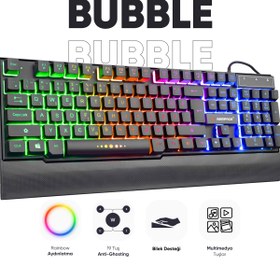 Resim Rampage KB-R66 Bubble USB Gökkuşağı Aydınlatmalı Fransız/Arap Layout Multimedya Klavye 