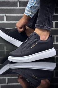 Resim Ayakkabium Yüksek Taban Fermuarlı Siyah Beyaz Casual Sneaker Spor Tarz Erkek Ayakkabı Mhn Ay3643 