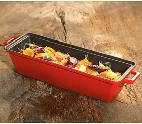Resim Lava Döküm Ekmek Kabı/Terrine, 11x29 cm, Turuncu 