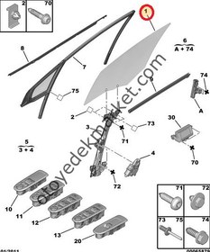 Resim PEUGEOT 308 SAĞ ÖN KAPI CAMI (ORJİNAL) 