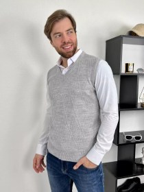 Resim Stil' Goroda Büyük Beden Triko Yelek 214964815 Gri 