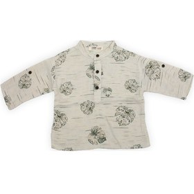 Resim Desenli Erkek Bebek Gömlek Ce50031 Ekru-yeşil Ekru - Yeşil 