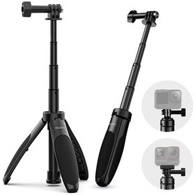 Resim Suofeng Telesın S1-mnp-01 Spor Kamera Tripod Selfie Çubuğu 40cm Alüminyum Siyah - Iki Fonksiyonlu Taşınabilir Tutucu 