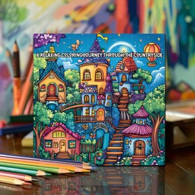Resim Premium Kalın Kağıt Boyama Kitabı - 22 Sayfa, Kırsal Yolculuk Teması | Eğlenceli & Rahatlatıcı Yaratıcı Sanat Etkinliği | Doğum Günleri & Bayramlar İçin Mükemmel Hediye 