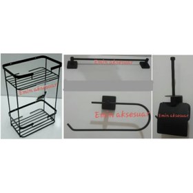 Resim Defne Banyo Banyo Seti 4 Parça Mat Siyah 