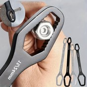 Resim 1 adet Çok Amaçlı Siyah 5mm Kalınlığında Torx Anahtar, Ayarlanabilir Kendinden Sıkışan Çift Başlıklı Anahtar ile 3-17mm Adaptörler, Otomotiv ve Ev Kullanımı için Taşınabilir Alaşımlı Araç 