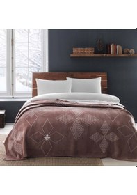 Resim Taç Brenna Pamuk Çift Kişilik Battaniye Kahve 