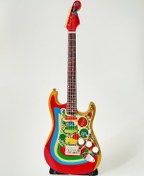 Resim El Yapımı 1/4 Ölçek Minyatür Elektro Gitar Stratocaster Rocky 