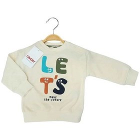 Resim Çikoby Erkek Bebek Dinazor Baskılı Sweatshirt-13565 Krem 