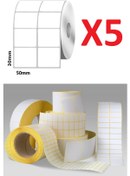 Resim 30MM X 50MM Kuşe Barkod Etiket 5 Rulo 