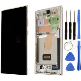 Resim Te Samsung Uyumlu S23 Ultra S918 Uyumlu Çıtalı A Kalite Lcd Ekran Beyaz +tornavida 