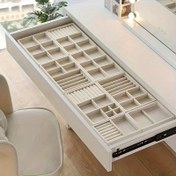 Resim 8 parça/set Takı sergileme tepsisi - kadife astarlı ahşap çok bölmeli saklama kutusu, yüzükler, kolyeler, küpeler için uygun - yumuşak kumaş astar, dayanıklı dikdörtgen tasarım, ev ve perakende depolama için çok fonksiyonlu, kadife kaplama, takı tepsisi 