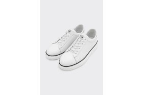 Resim Derinet Hakiki Deri Bağcıklı Erkek Sneaker 