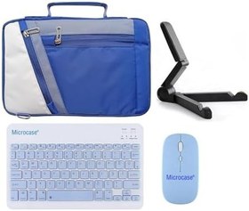 Resim Microcase Apple iPad Pro 11 2024 Uyumlu Tablet Çanta+Türkçe Bluetooth Klavye +Mouse+ Standı - Mavi AL4384 