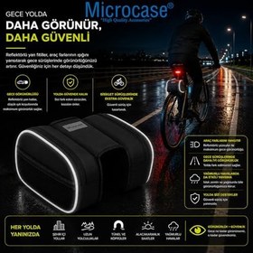 Resim Microcase Bisiklet Orta Kadro için Reflektörlü 2 Gözlü 2 Yan Cepli Cırt Cırtlı Geniş Hacim Bisiklet Çantası AL5573 