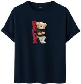 Resim Unisex Oversize Relax Bear Grafik Baskılı Pamuklu Tişört, Streetwear Tarzı, Premium Baskı 