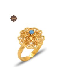 Resim Firuze Taşlı Gül Model Kadın Gold Kaplama 925 Ayar Gümüş Telkari Üçlü Set 201025482 Altın 