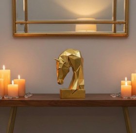 Resim Dekoratif Kitap Tutucu Kübit At Figürlü Biblo Gold 