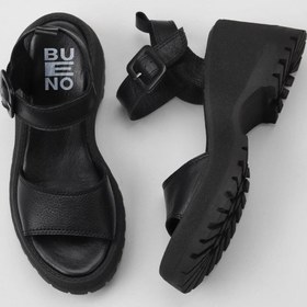 Resim Bueno Shoes Siyah Deri Kadın Dolgu Topuklu Sandalet 01wy12600 