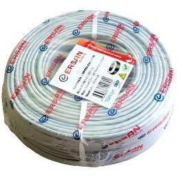 Resim Ersan Kablo 2+1 0.50MM Cu Bakır 100 Metre Güvenlik Kamera Kablosu 
