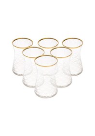 Resim Aydoğann Home Yaldızlı 6'lı Çay Bardağı - Şeffaf - 170 Ml Renkli 