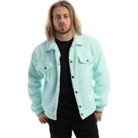 Resim Polostate Erkek Kıvırçık Peluş Cıt Cıt Kapamalı Ceket Mint Mint Yeşili 