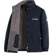 Resim Erkek Rüzgar Geçirmez Termal Mont - Stand Yakalı, Fermuarlı, Esnemeyen Kumaşlı Ağır Hizmet Tipi Kışlık Mont - Doğa Yürüyüşü, Kayak için Soğuk Hava Dış Giyim 