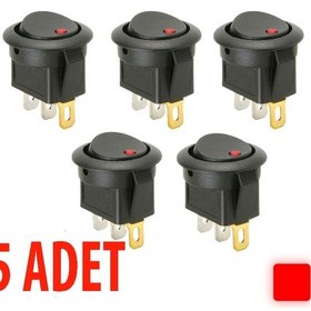 Resim Aç/kapa 1/0 Çıt/çıt 12v Kırmızı 5 Adet Ledli Anahtar 
