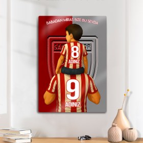 Resim Samsunspor Baba Erkek Çocuk - Kişiselleştirilebilir Metal Tablo - XL (40x60) / 2 Parça / 0.50 mm / Mıknatıslı Kurulum 