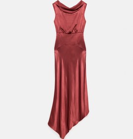 Resim Lea Folded Neckline Sateen Dress - Dark Blush - 38 