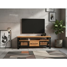 Resim Raweyn Iron Doğal Ahşap Tv Ünitesi - 140cm Açık Ceviz 