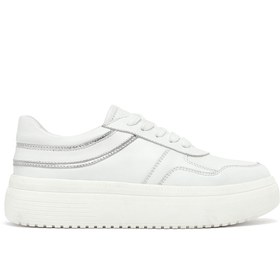 Resim Derimod Kadın Beyaz Bağcıklı Kalın Tabanlı Deri Sneaker, Kışlık Spor Ayakkabı 25AFD510818 