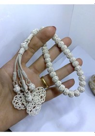 Resim Gümüş Kazaziye El İşçiliği Aşk Düğümü Dört Sallantılı Orta Boy Tesbih- Hediyelik- Özel Ürün 