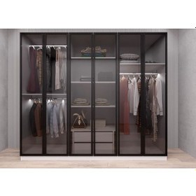 Resim Nesse Reflekte Cam 6 Kapaklı Gardırop Montaj Dahil - Beyaz 210 Cm 