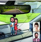 Resim 2 Kişi Arkadaş Ahşap Tasarımlı Araba Dikiz Ayna Süsü Tasarımlı Buzdolabı Magneti/resim Gönder Magnet Olsun 