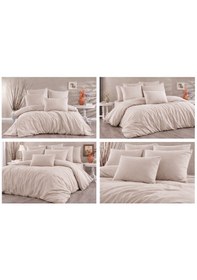 Resim Vionetta Ranforce % 100 Pamuk Açık Bej 2 Yastıklı Tek Kişilik Nevresim Takımı Açık Bej 