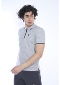 Resim Erkek Spor G2 Melanj Polo Yaka Slim Fit T-Shirt-3345 Açık Gri Melanj 