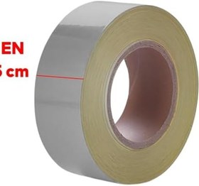 Resim 5 METRE Düz Desensiz Metalize Gri Renk Reflektörlü Bant Gece Parlayan En 5 cm İkaz Bandı Reflektif 
