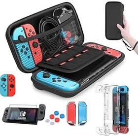 Resim HUAHA Switch Case Compatible with Nintendo Switch, 15 in 1 Accessories for Switch OLED Model with Dockable Protective Case, HD Screen Protector and 6 Pcs Thumb Grip Caps 